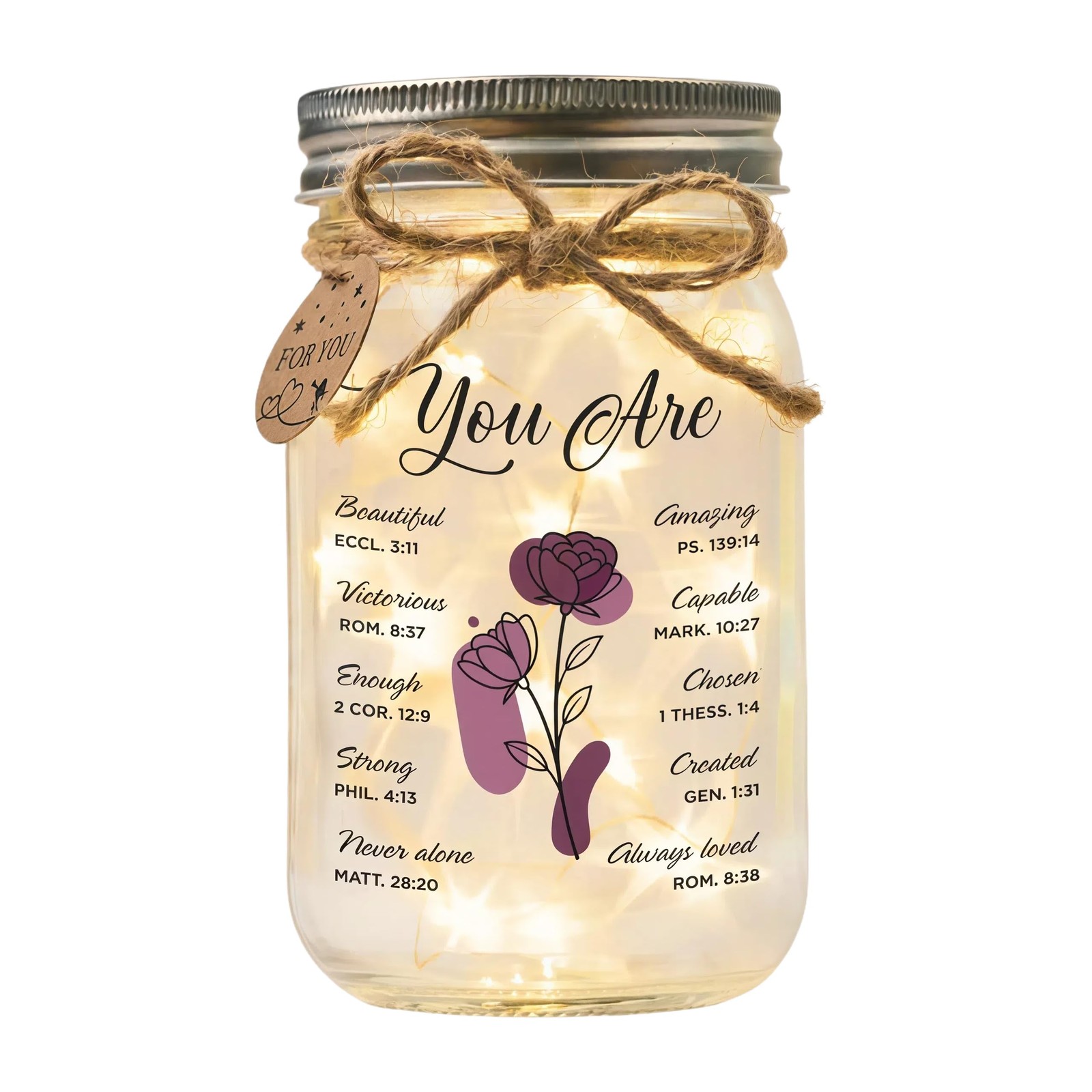 SOLMAY Birthday Gifts for Women – “You Are” Sentimental Mason Jar, You are