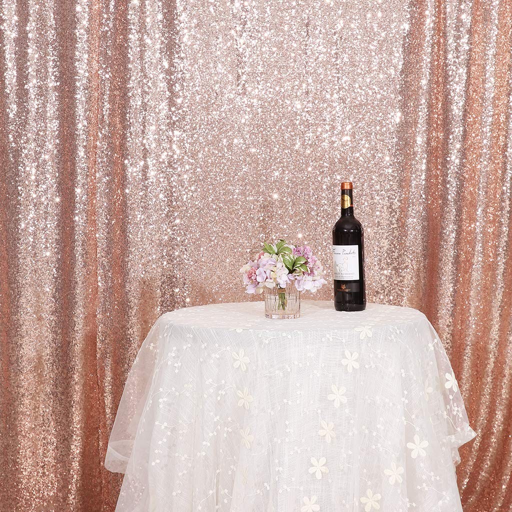 Juya Delight Rose Gold Sequin Backdrop Curtain 6Ftx8Ft Glitter Backdrop Curtain