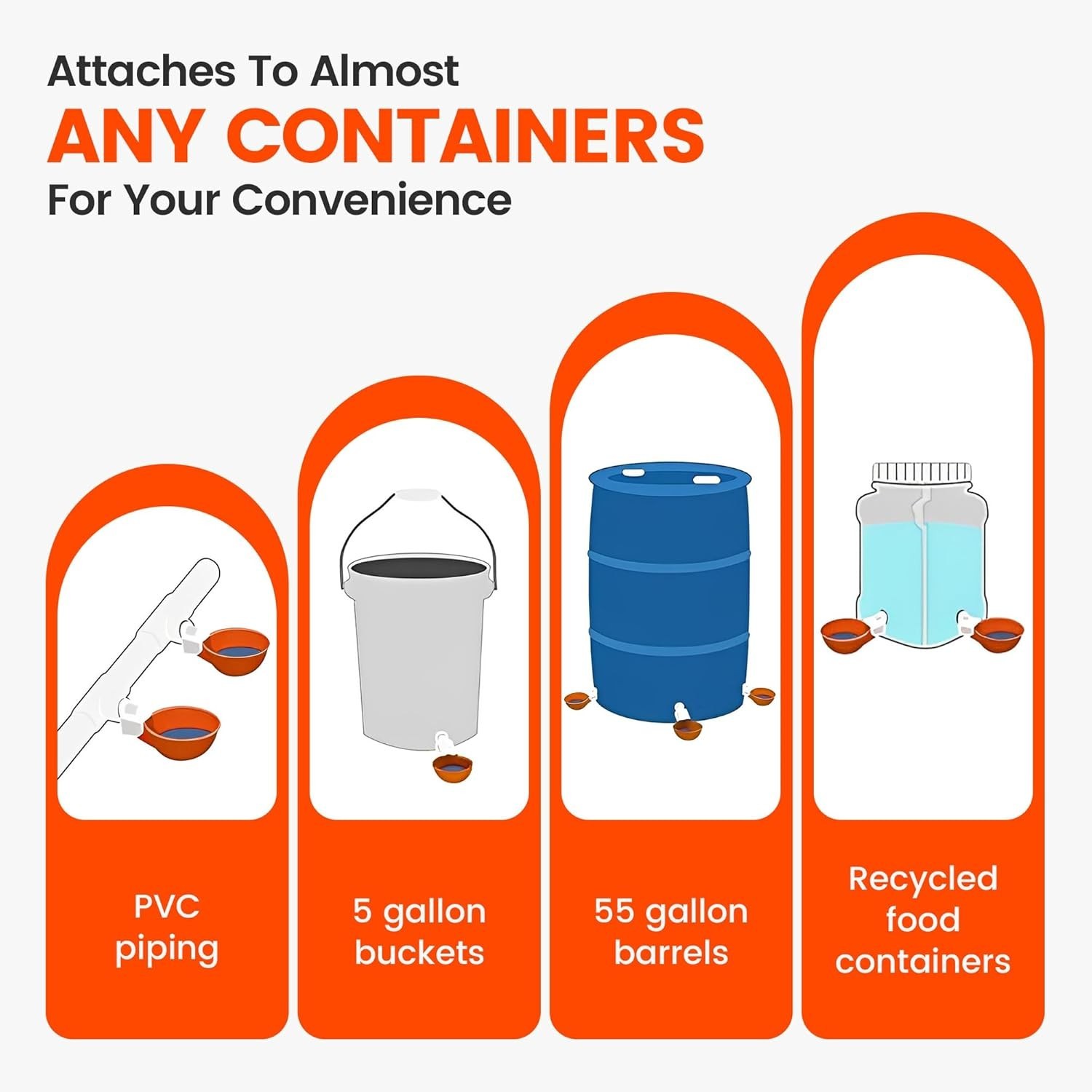 6-Pack Automatic Chicken Water Cups – Hassle-Free Hydration Solution in Orange