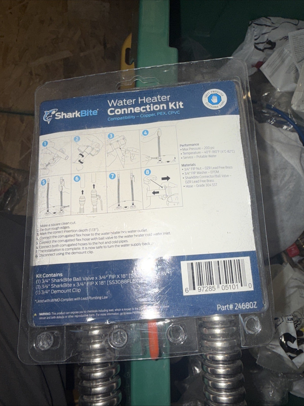 SharkBite 3/4" Push-to-Connect x 3/4" FIP Water Heater Connection Kit # 24680