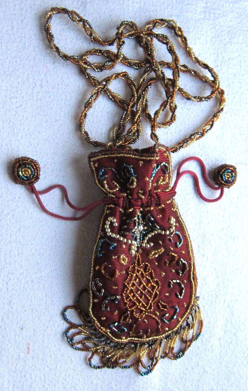 Used Small Beaded Purse Long Handle VGC
