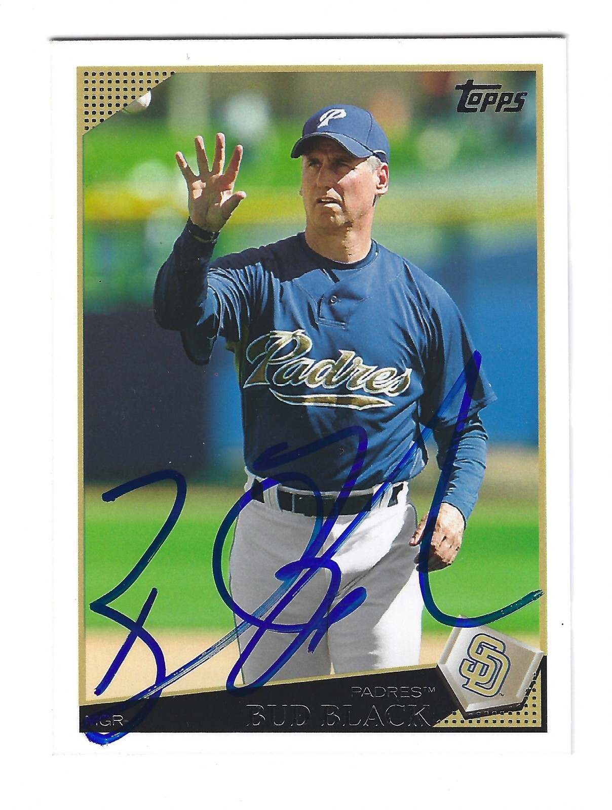 BUD BLACK SAN DIEGO PADRES SIGNED CARD INDIANS GIANTS MARINERS ROCKIES ROYALS