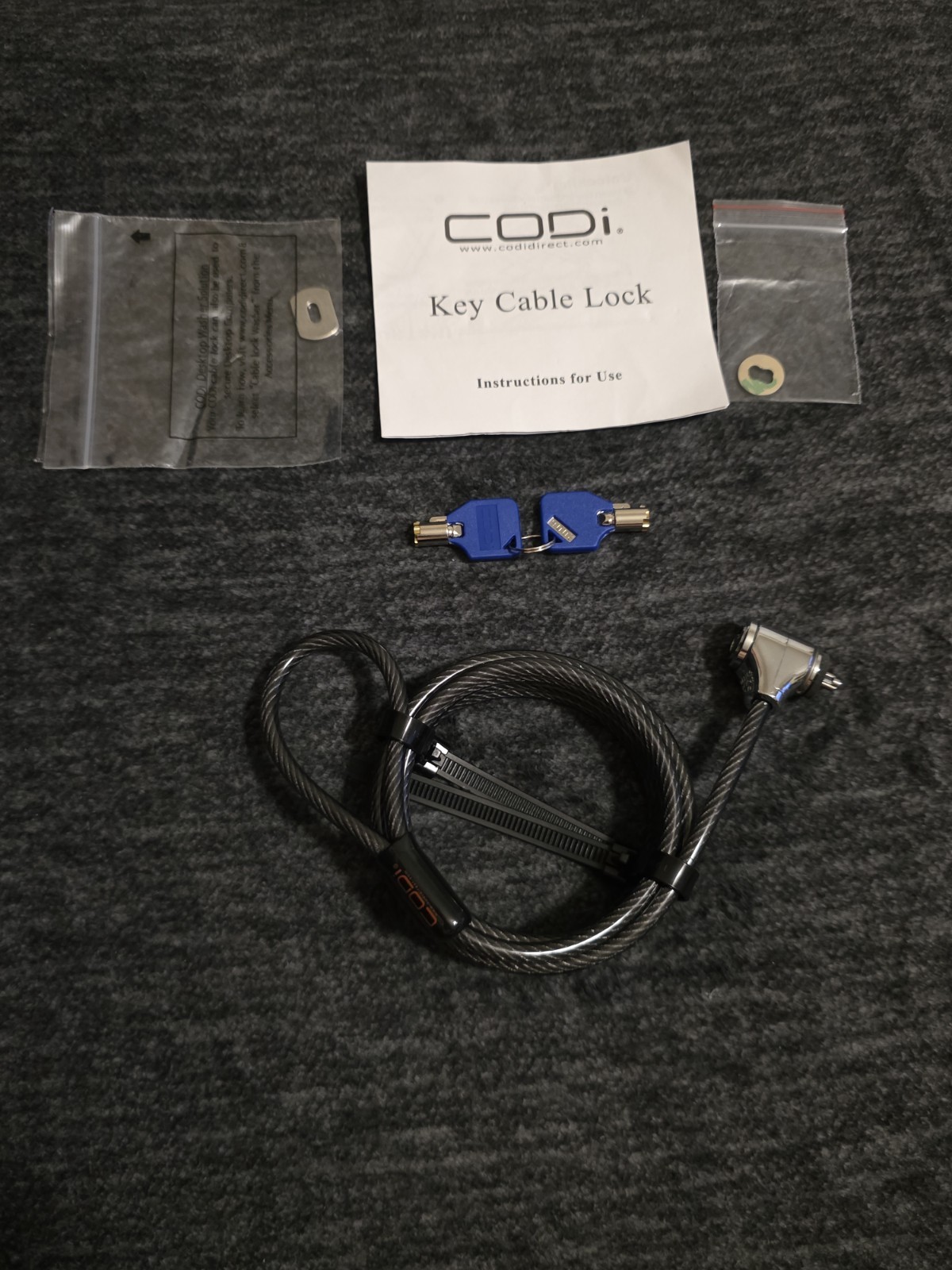 CODi A02001 Key Cable Lock - Key Lock with 2 Keys