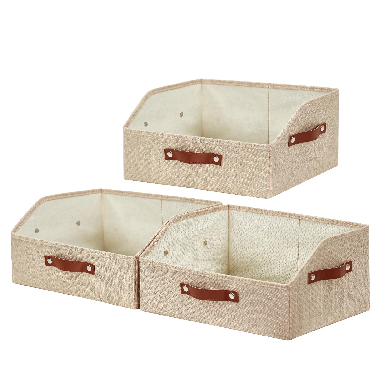 Closet Organizers and Storage, Linen Trapezoid Storage Bins with Handles, Col...