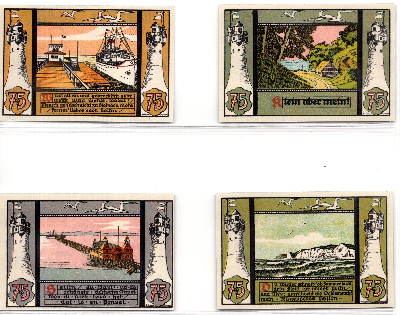 1922 Germany Sellin Notgeld 4 Note Set (3570)