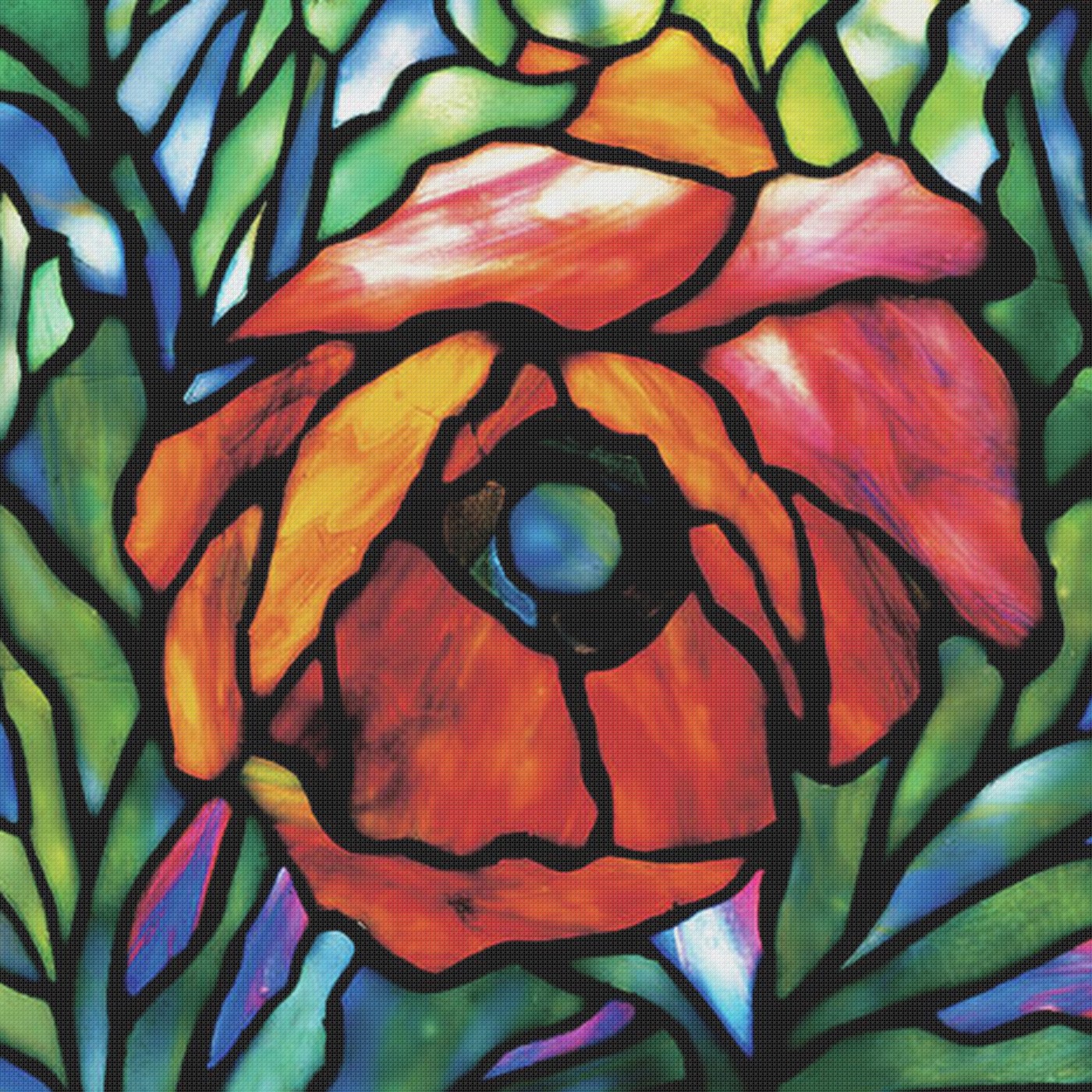 Louis Comfort Tiffany Poppy Flower Design Counted Cross Stitch Pattern