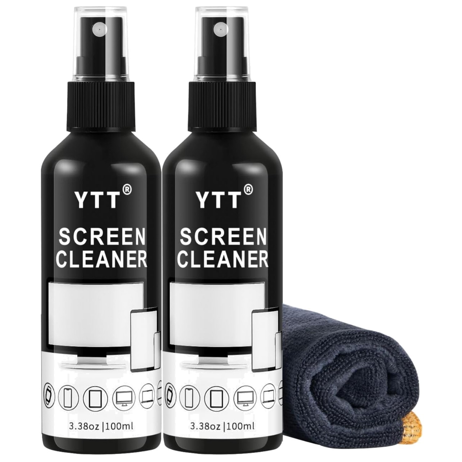 Versatile 2-Pack Screen Cleaner with 100ml Sprays & Microfiber - Ideal for Home