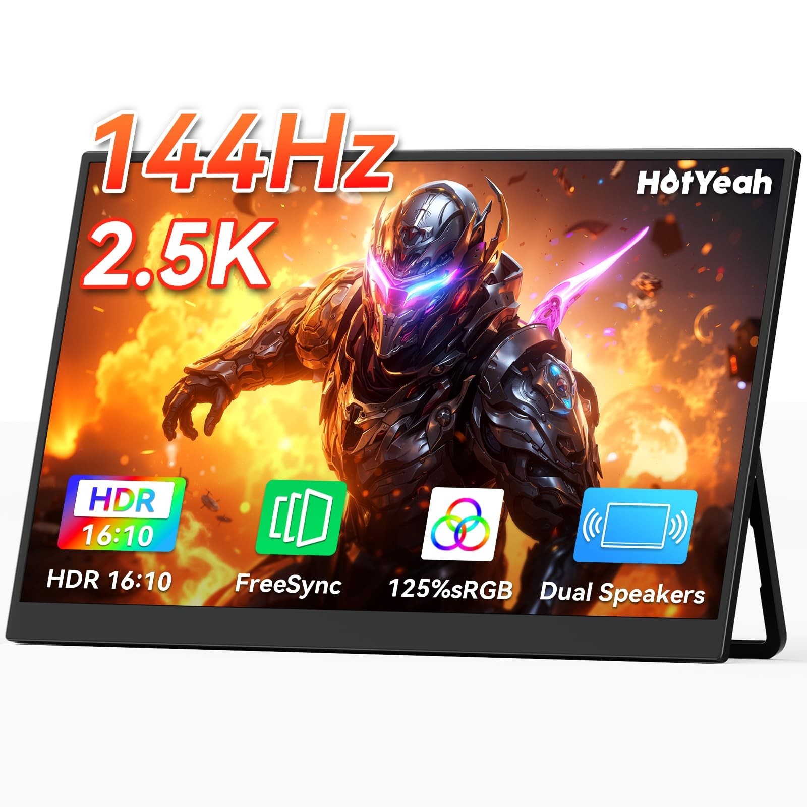 HotYeah 16" 2.5K 144Hz Portable Gaming Monitor, 2560x1600 QHD 125% sRGB USB-C...