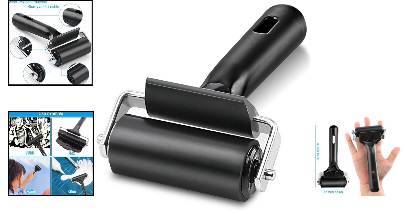 Lightweight Solid Rubber Roller, 2.5-Inch for Anti-Skid Tape Applications