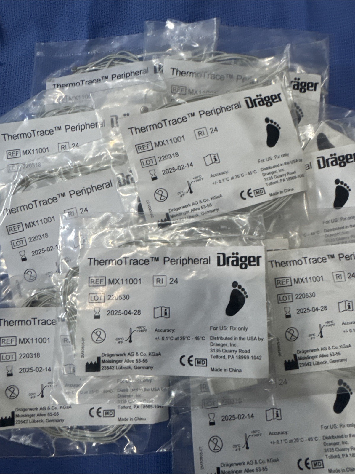 Dräger ThermoTrace  Temperature Probe (MX11001) Lot Of 10 Expired
