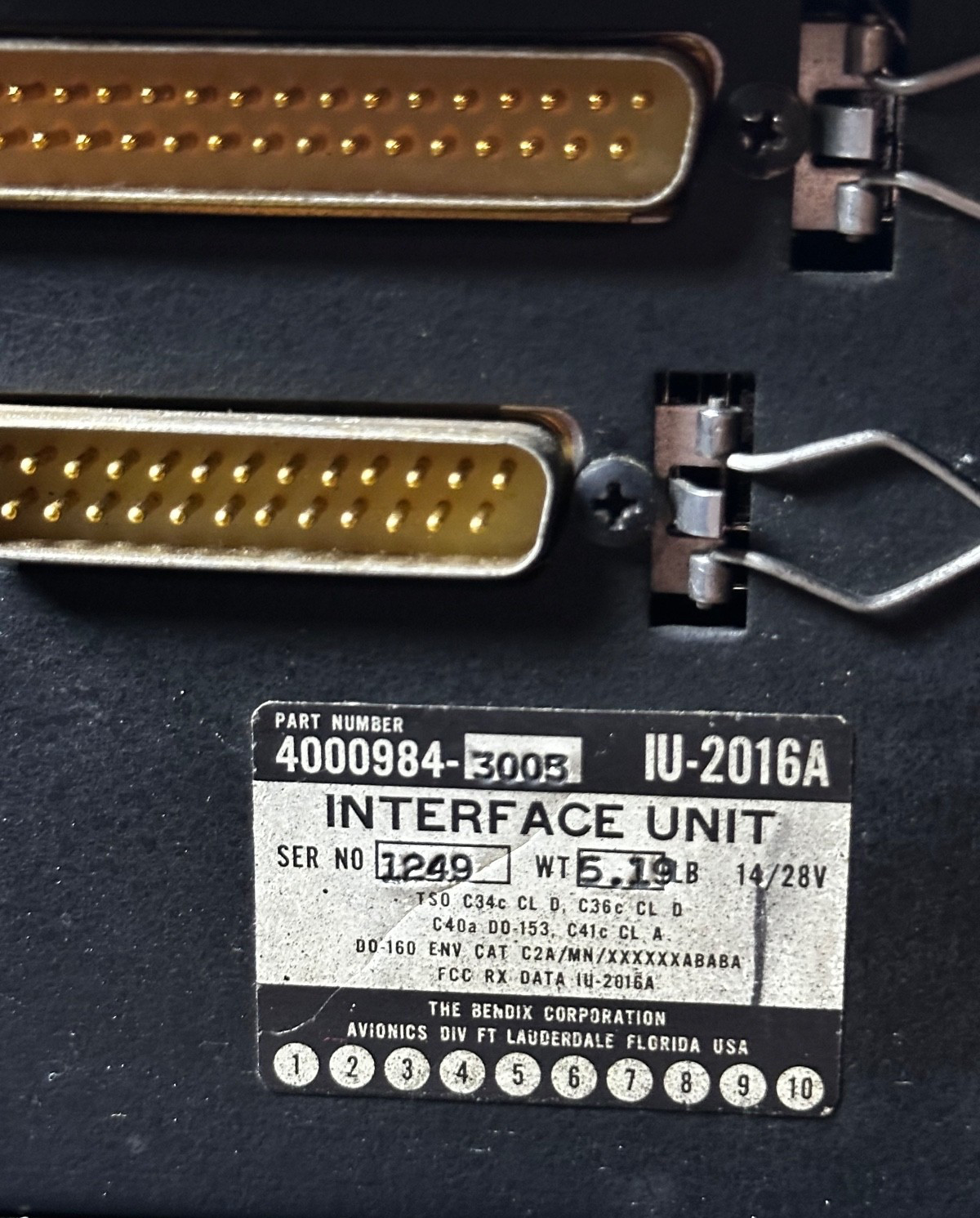 Bendix IU-2016A Interface Unit PN 4000984-3005 - Working as Removed