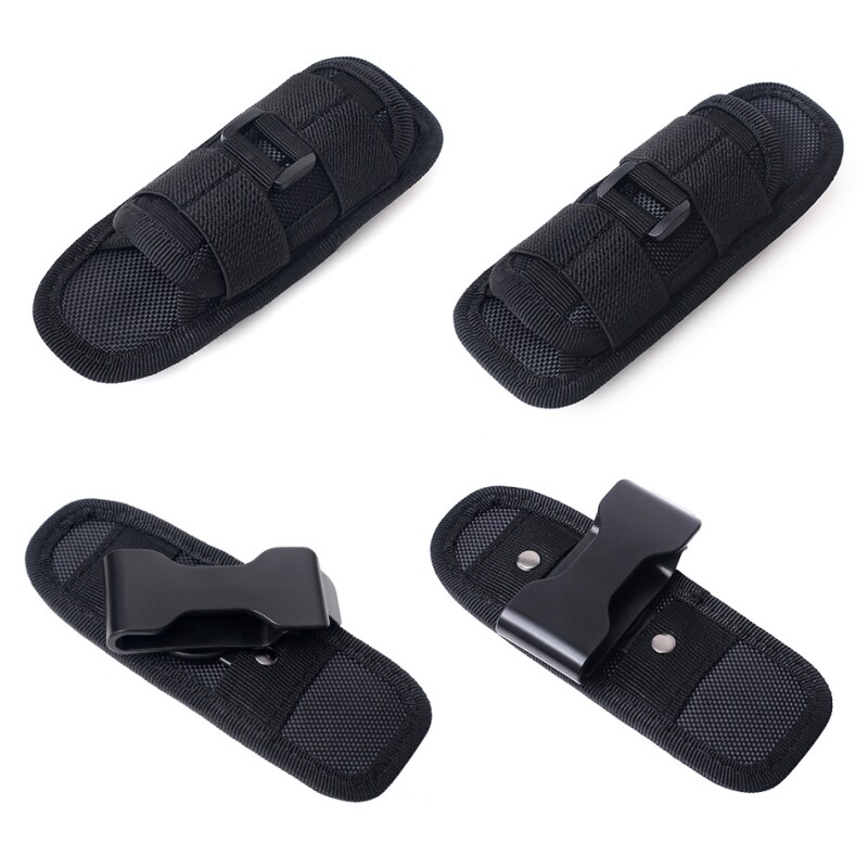 LED Flashlight Lining 360° Rotating Torch Holster Black Nylon Clip