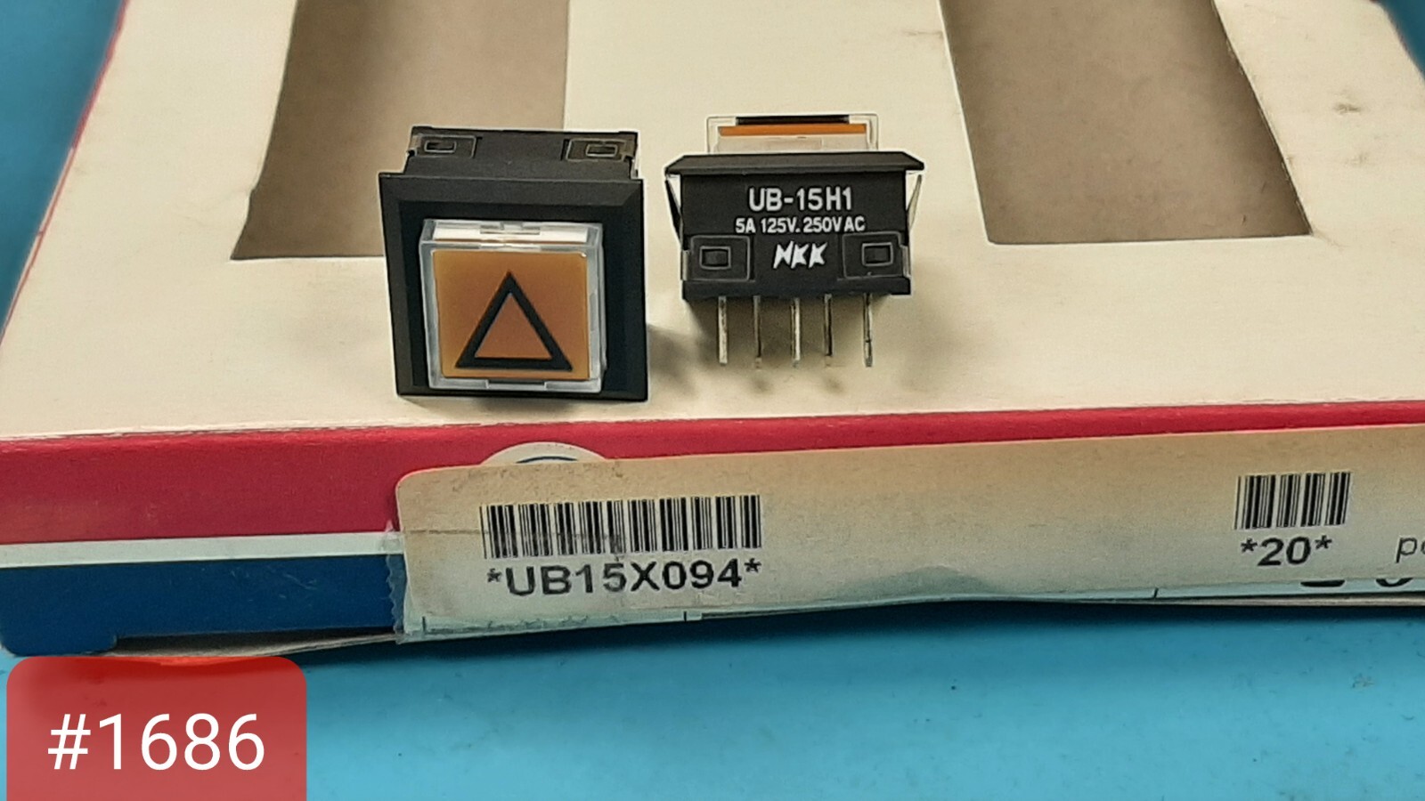( 1PC ) NKK UB-15H1 embedded button with light button switch 5A250V #UB15X094