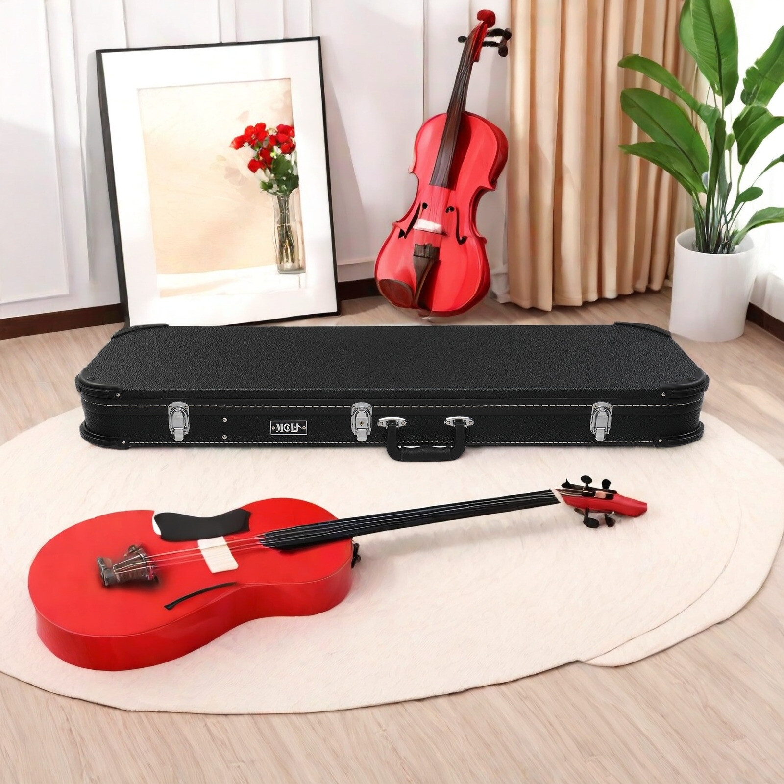 ST Electric Guitar Hardshell Case - Black & SG/TL/Model 170/Flame-Shaped Models