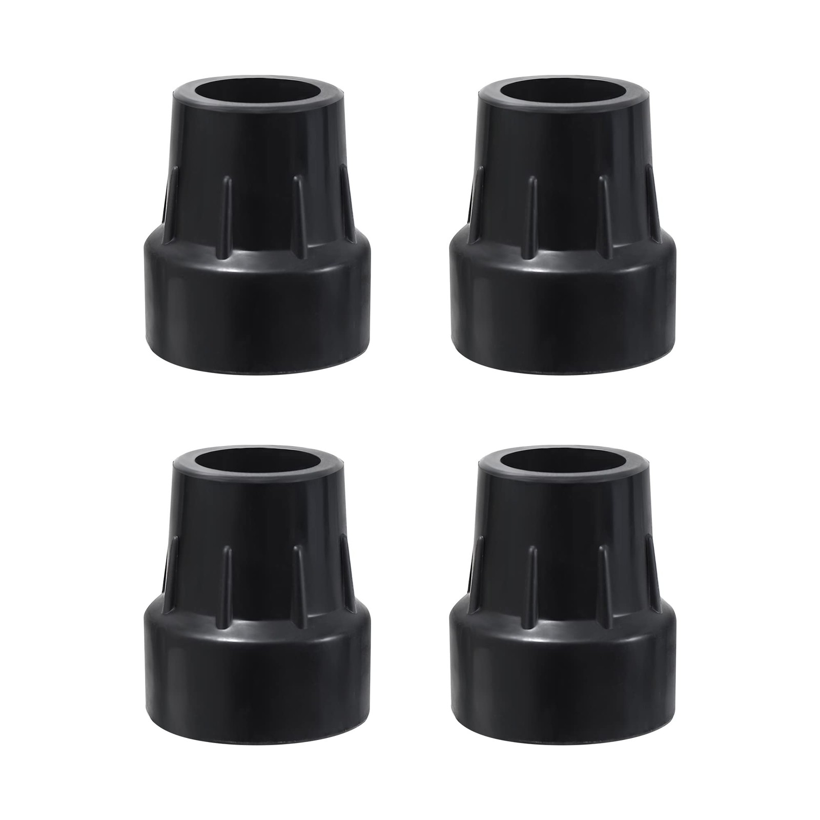 4 PCS Black 1 Inch Heavy Duty Non Slip Rubber Cane Tips Replacement Foot Pad