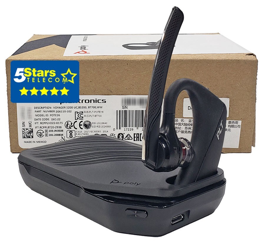 Plantronics Voyager 5200 UC Wireless Headset (206110-102, 7K2F3A) NEWEST - BT700