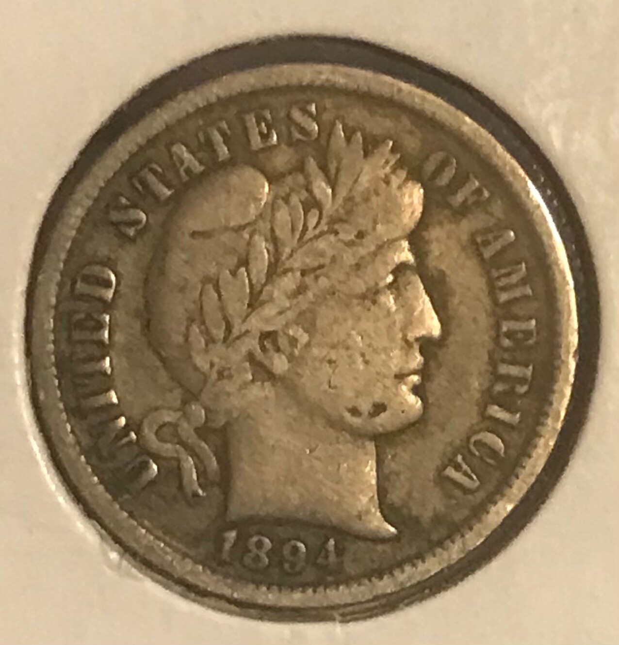 1894 barber dime, VF