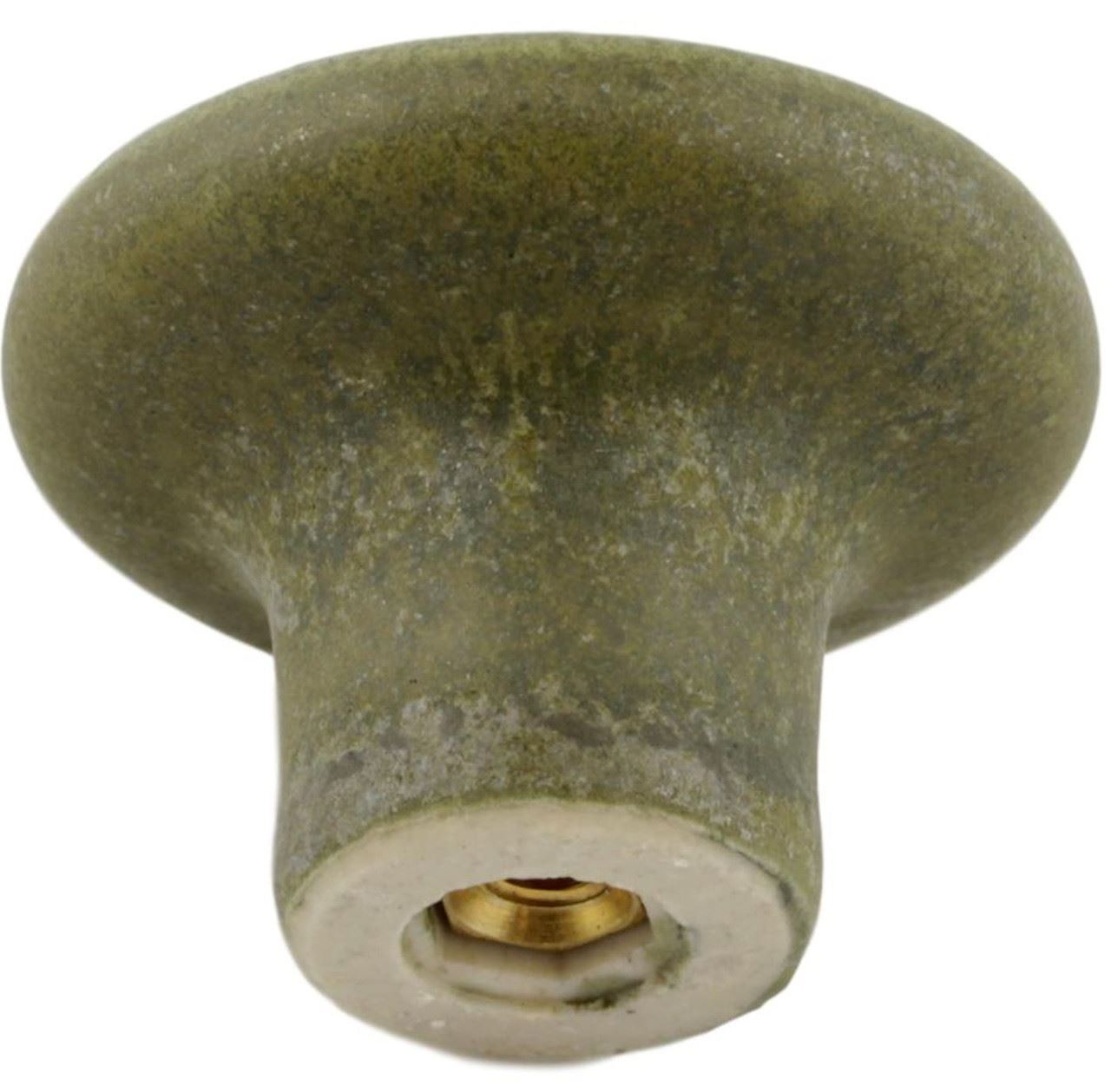 1-1/4" Ceramic Knob Satin Slate Green