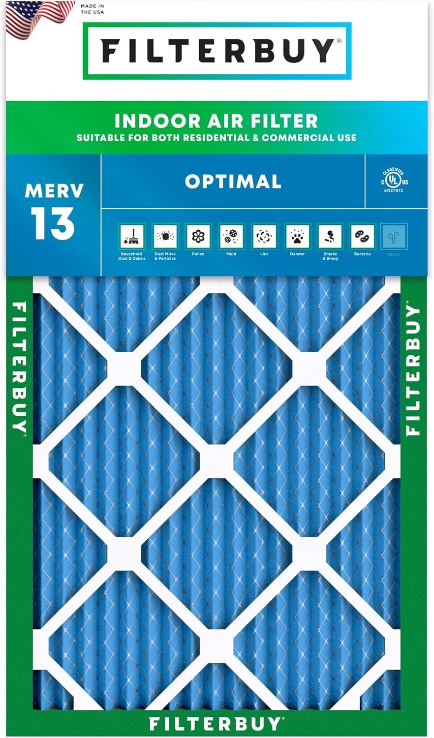 Filterbuy 13x21.5x1 Pleated Air Filters, Replacement HVAC AC Furnace (MERV 13)