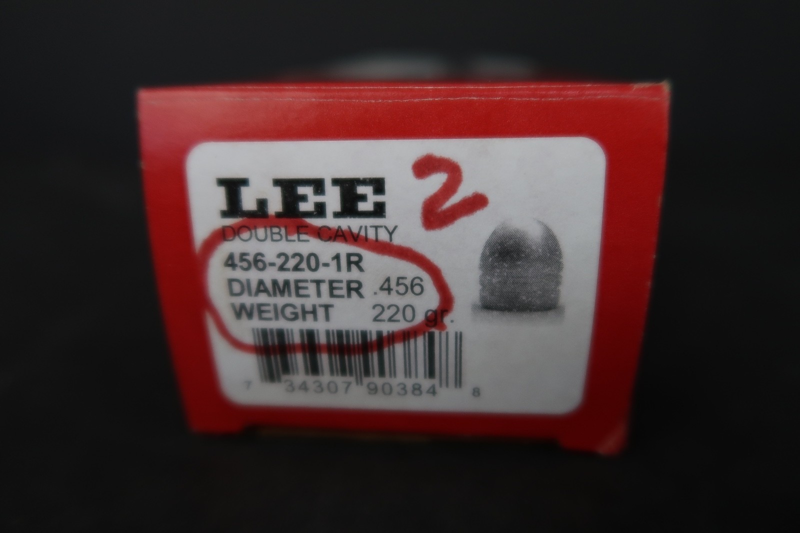 LEE 90324 DOUBLE CAVITY 456-220- 1R BULLET MOLD 220 GR. MINTY IN BOX & PAPER