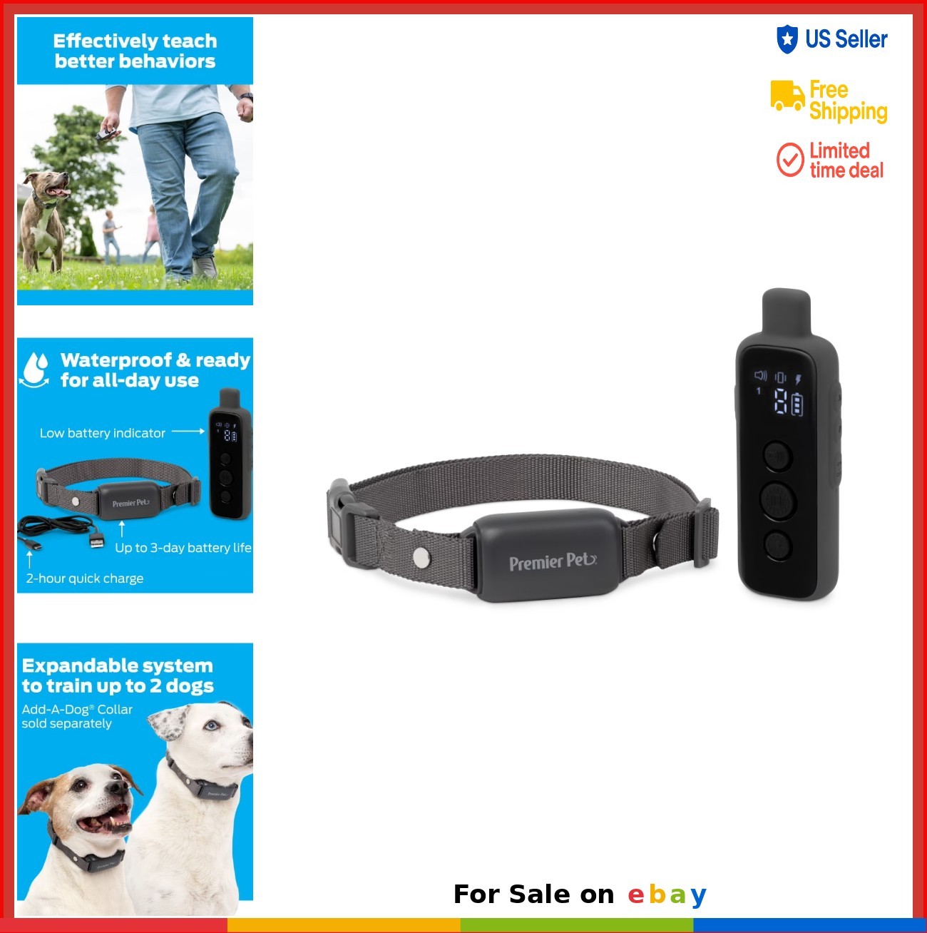 Dog Trainer 1000 Foot Rechargeable 16 Levels Static Correction LCD Remote