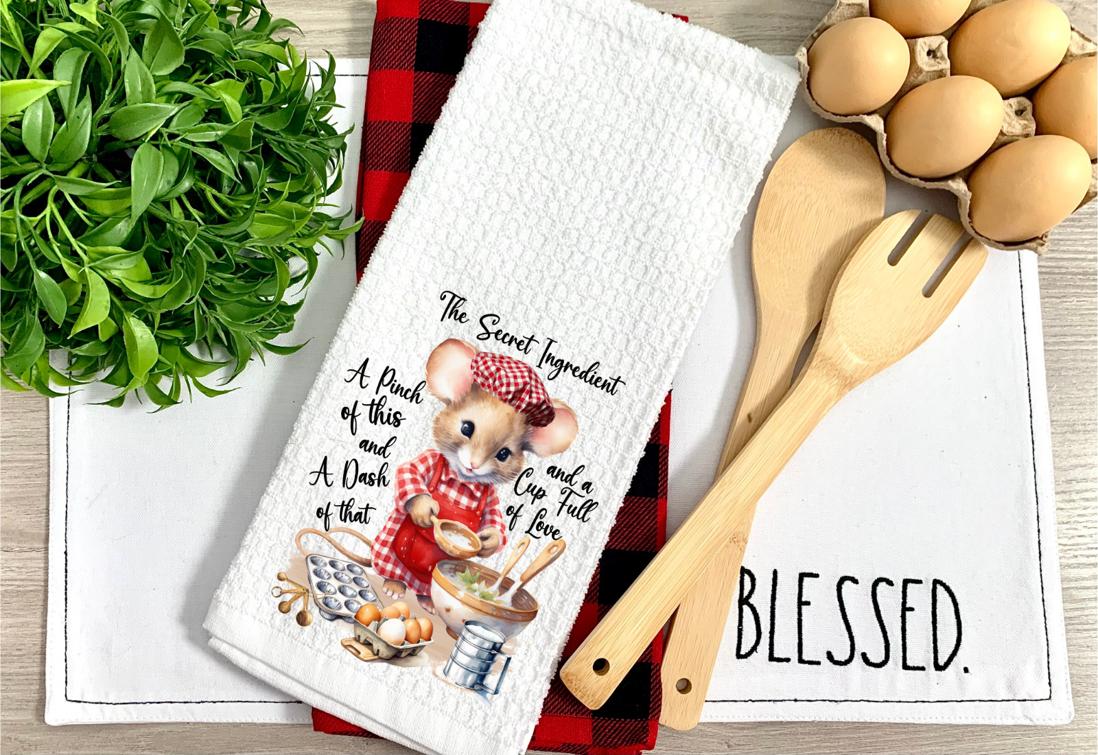 Mouse Baker, Waffle Weave Dish/Tea Towel, Micro Fiber, 16x24" (T79)