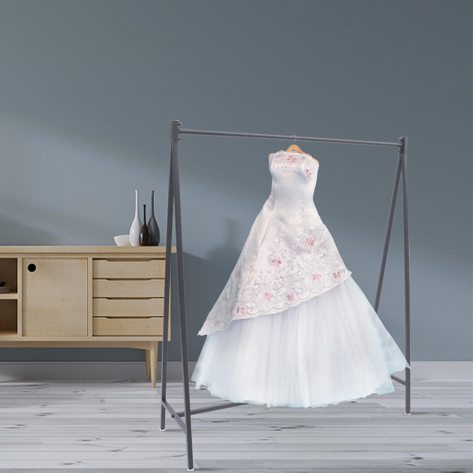 Black Metal Clothes Rack Garment Hanger Clothes Display Stand For Clothing Store