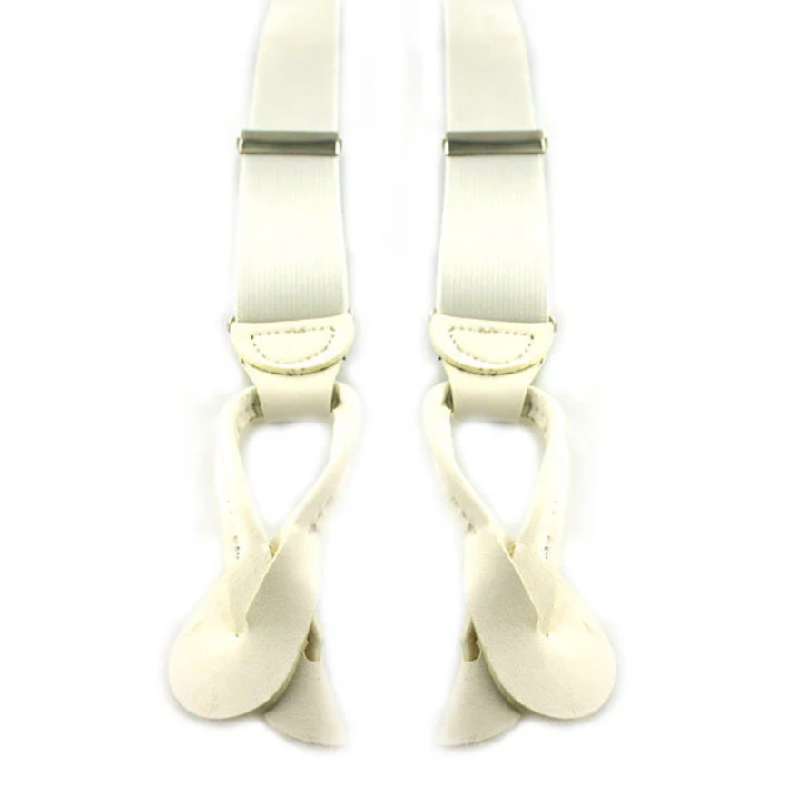 GENUINE U.S. Suspenders: White with Leather-End