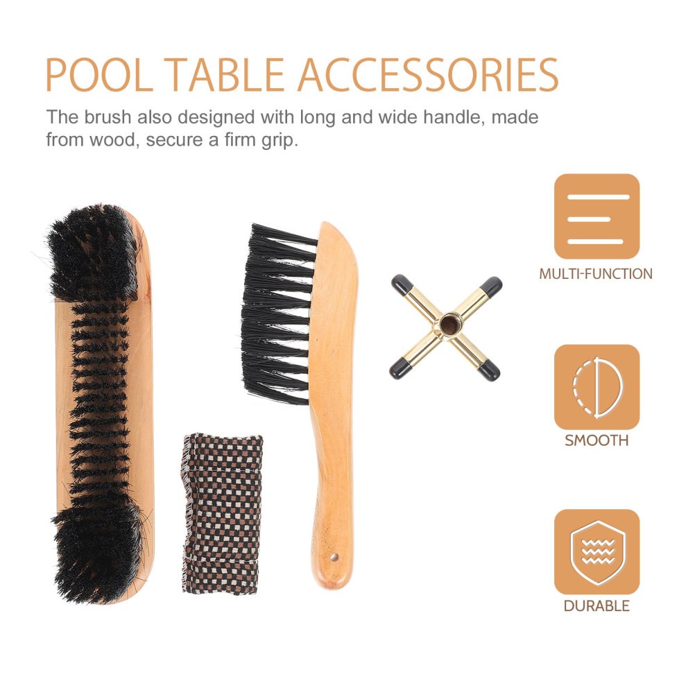 Billiard Table Clean Set Durable PVC Bristle Brush with Cue Holder Metal Rack