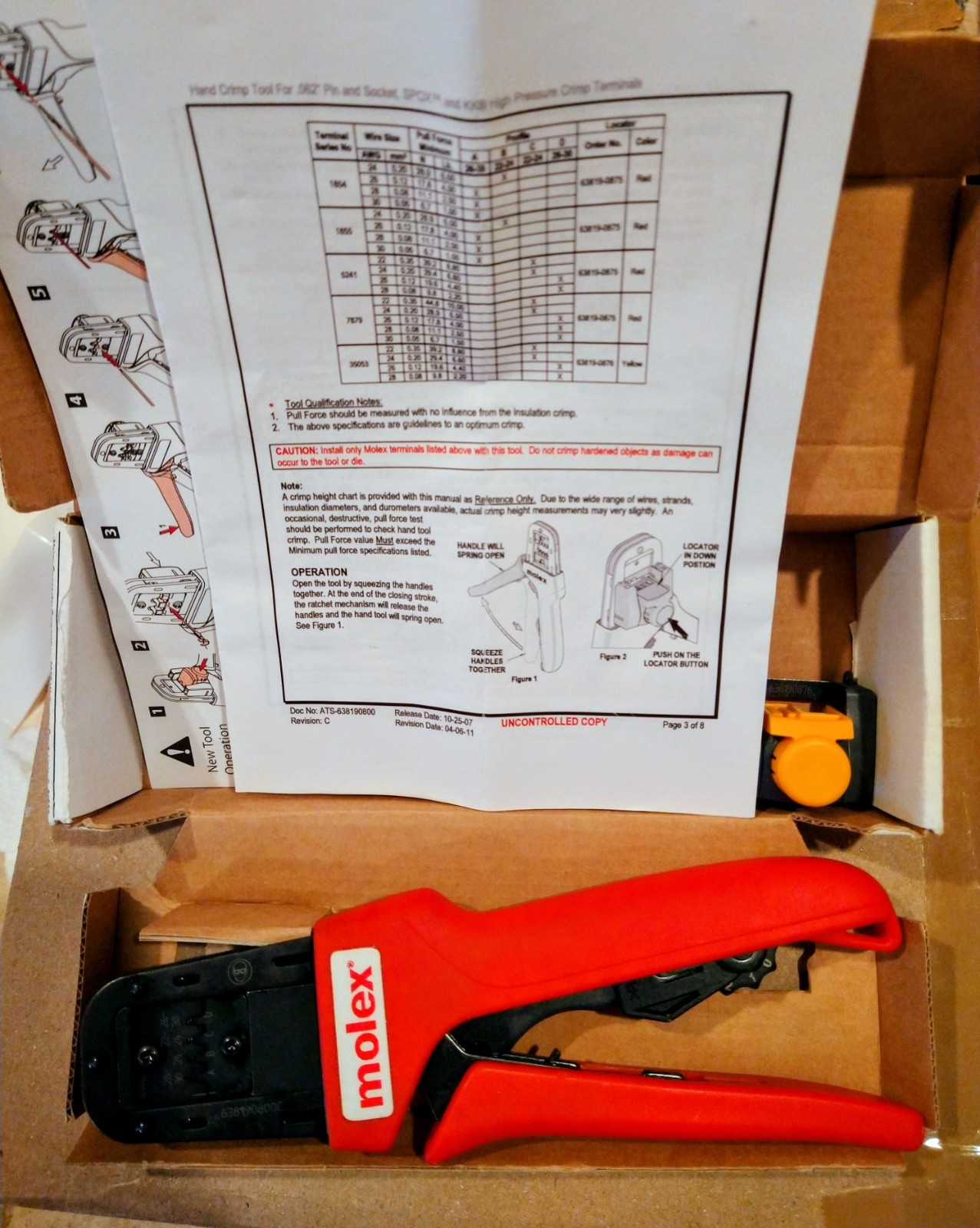 Molex Hand Crimper Crimp 638190800 22AWG-30AWG