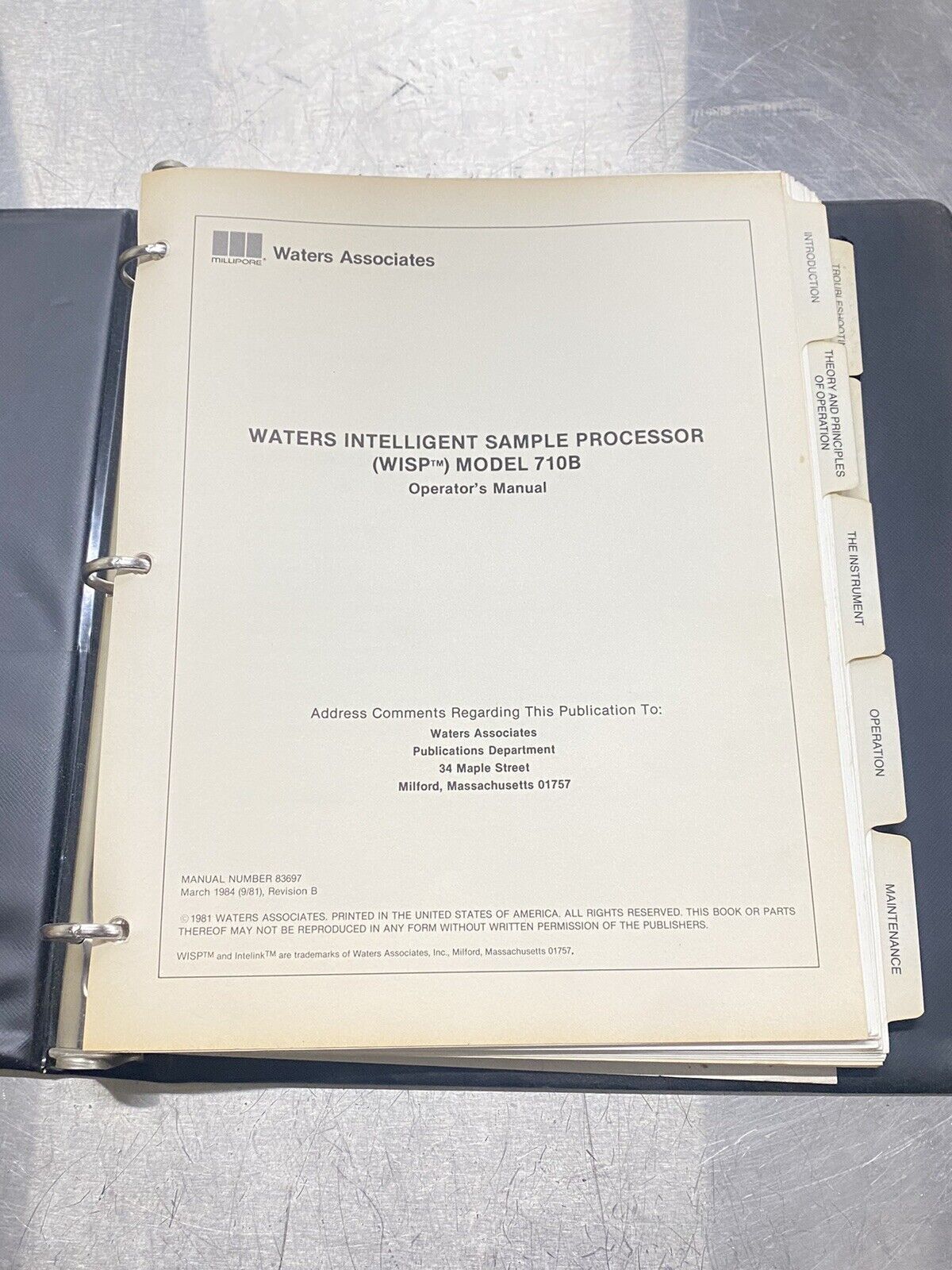 Waters Intelligent Sample Processor WISP 710B- Users Guide / Instructions Manual