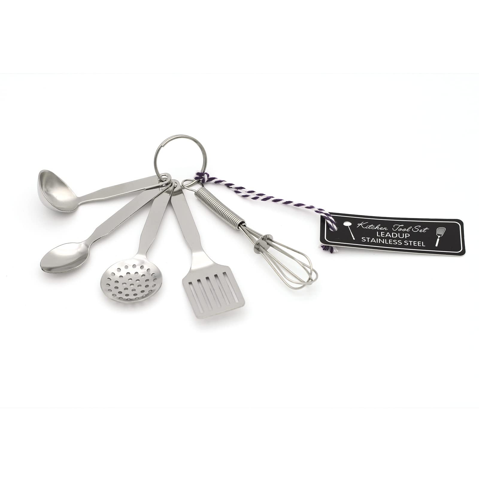 Mini Stainless Steel Kitchen Tool Set with Keychain(3.5"),Set of 5,Includes W...