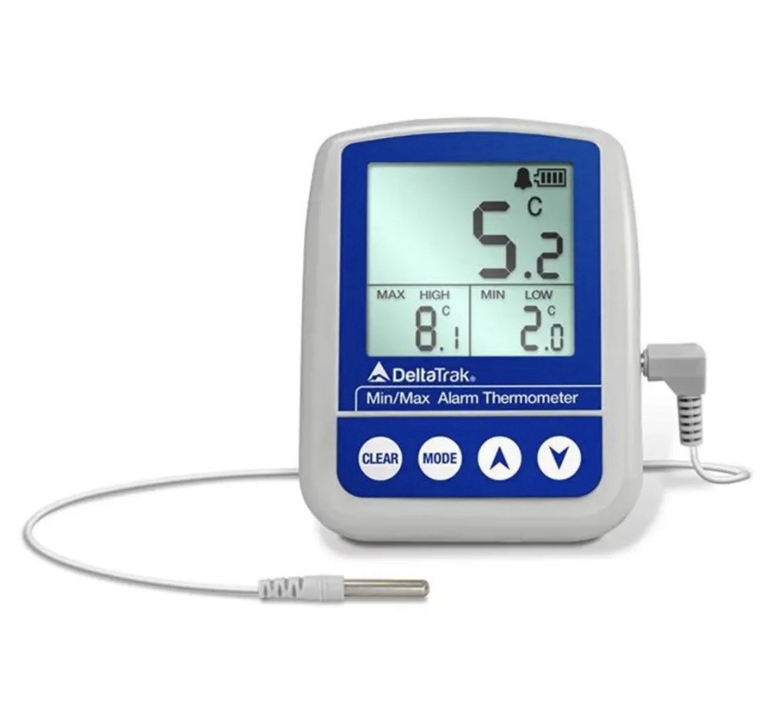 DeltaTrak 12238 Certified Min-Max Alarm Vaccine Temp Thermometer NEW