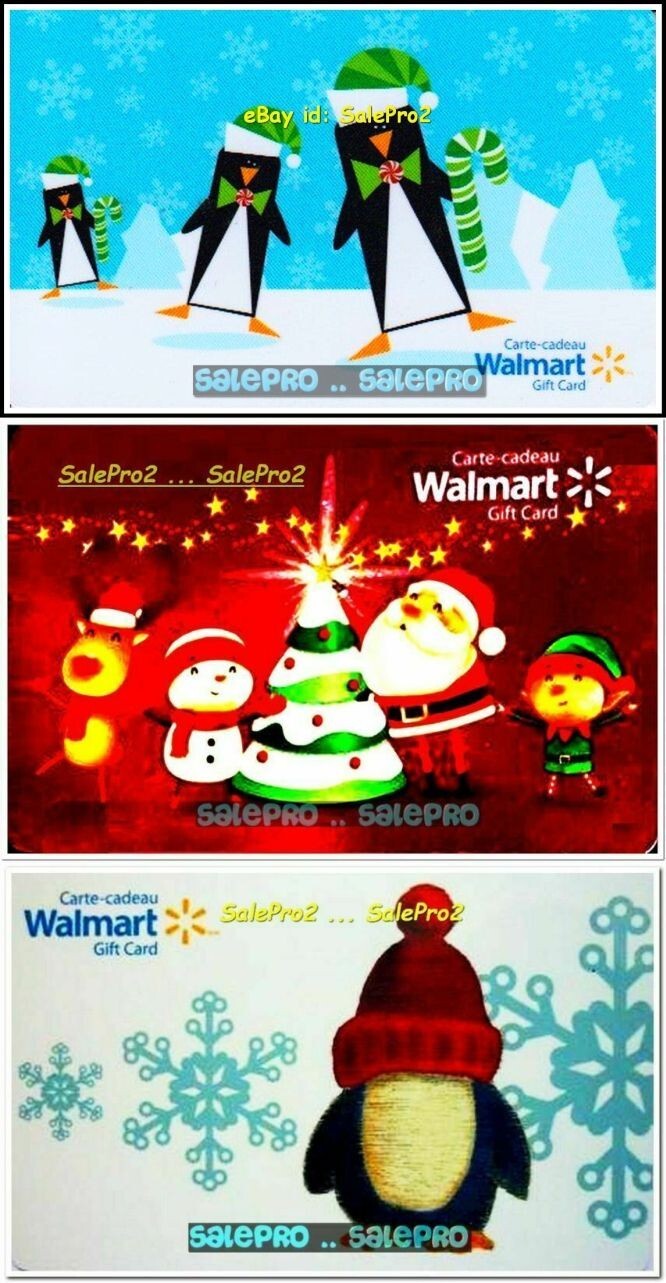 3x WALMART CHRISTMAS RUDOLPH BABY PENGUIN SANTA CLAUS COLLECTIBLE GIFT CARD LOT