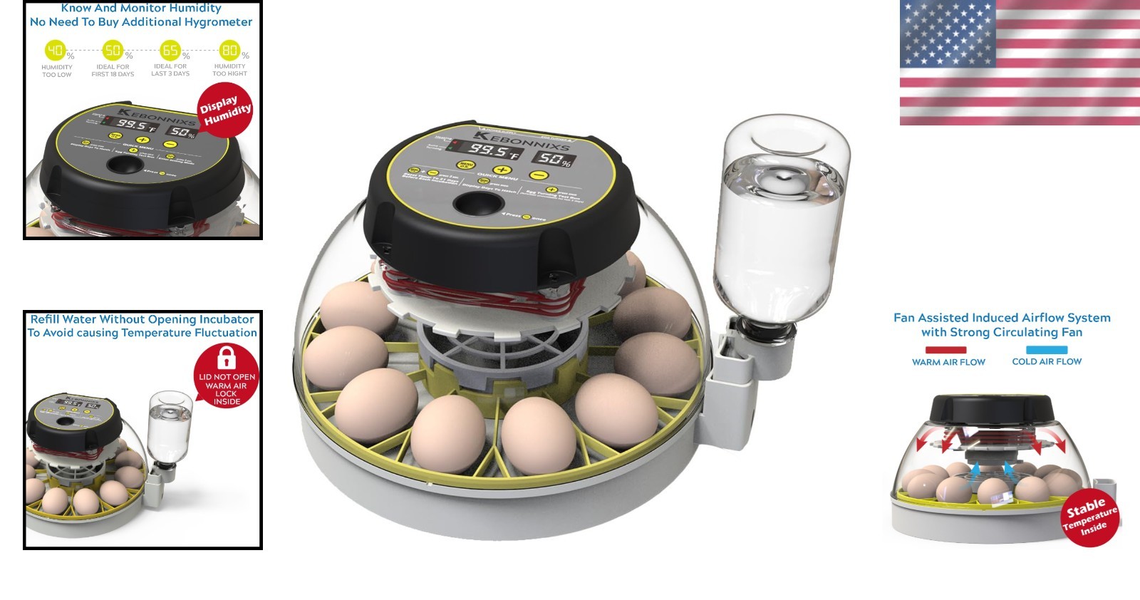 Digital Egg Incubator with Humidity Display & Turner