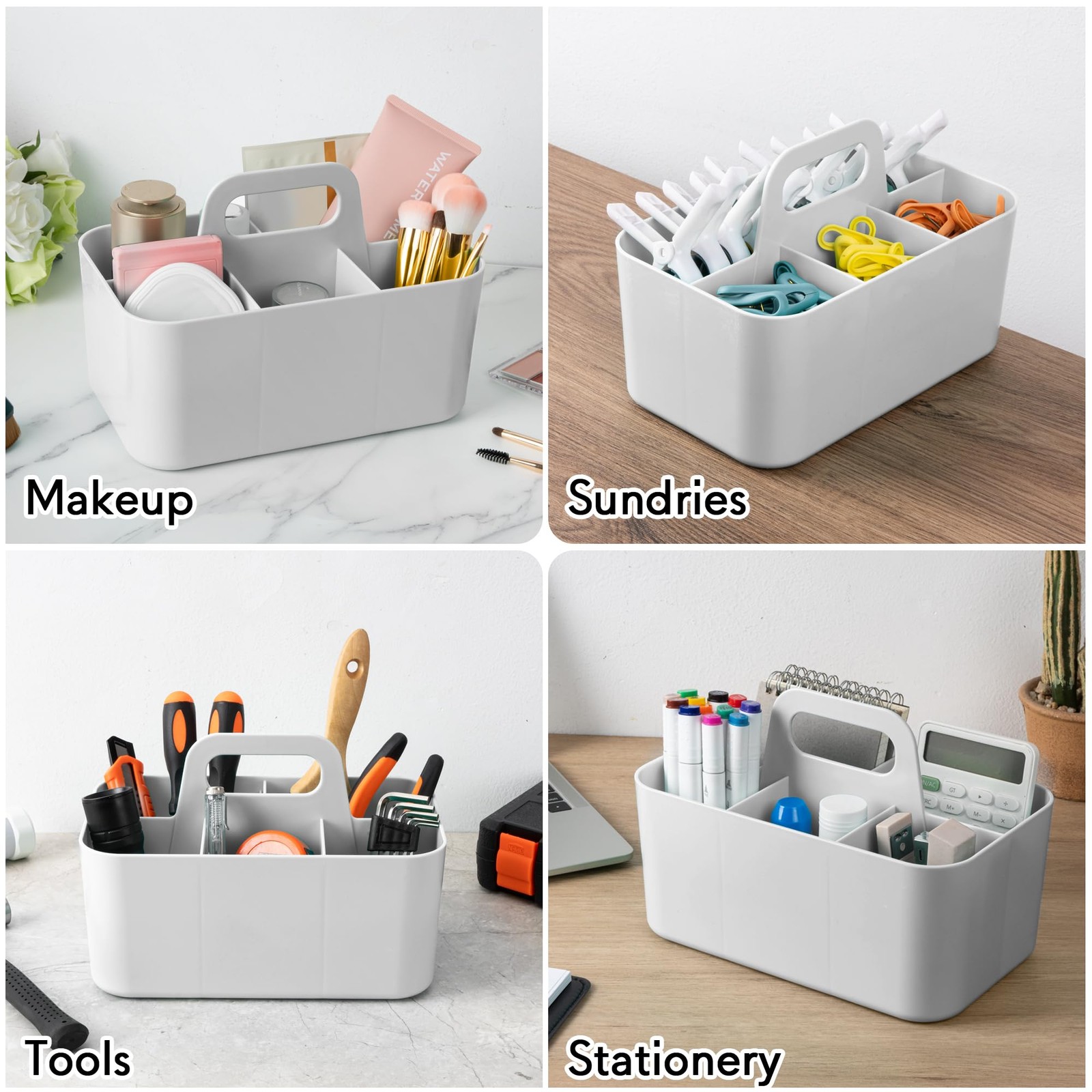 Tiawudi Multipurpose Caddy Organizer, Plastic with Rectangle, Gray