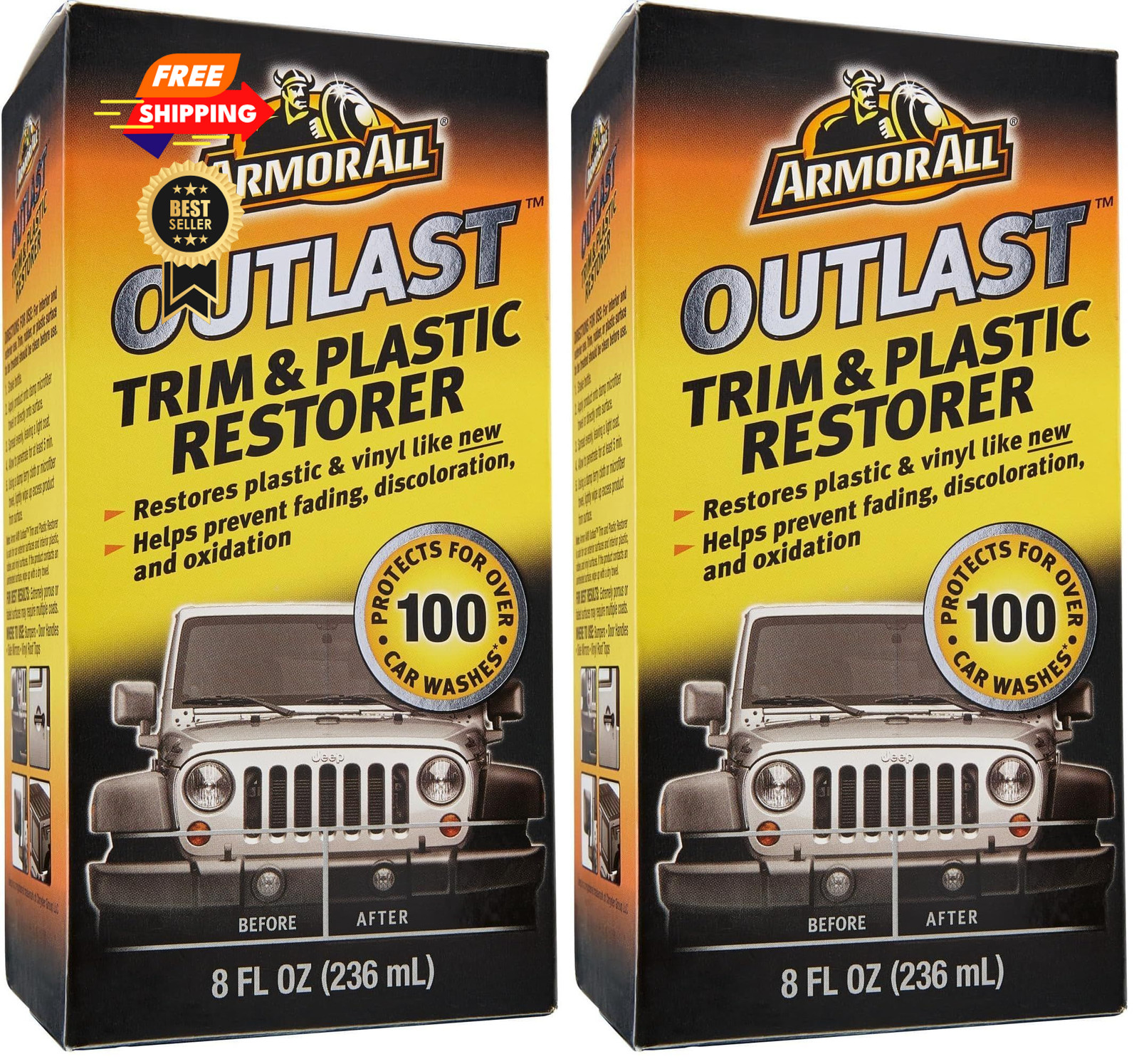 Armor All Outlast Car Trim & Plastic Cleaner, 8 Fl Oz (Pack of 2), Multicolor