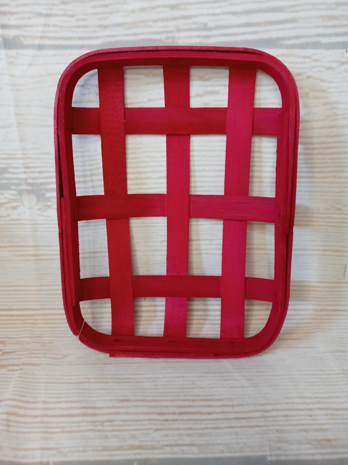 New! Red Oblong Rectangle Tobacco Basket Tray Wood Wall Tabletop 9”x7” Christmas