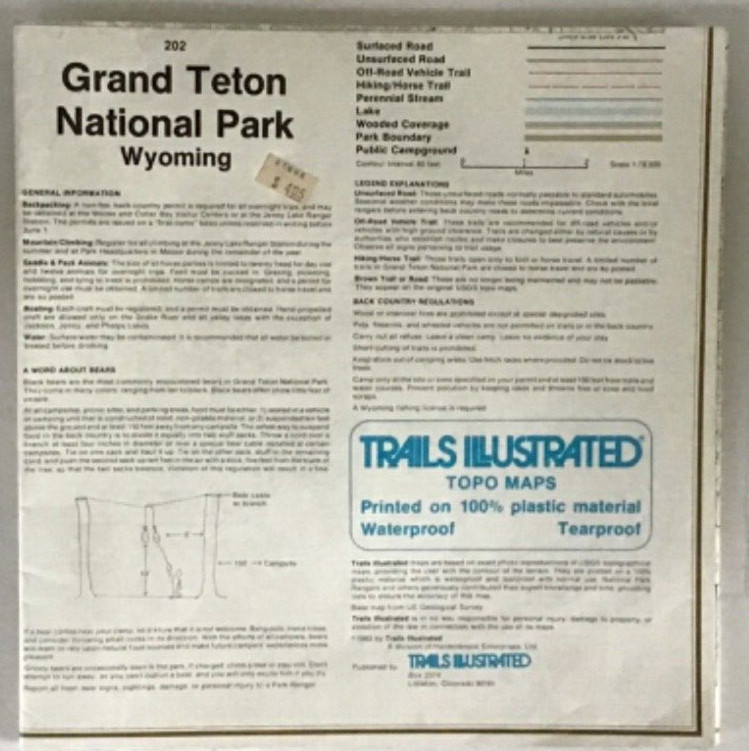 National Geographic Trails Illustrated Wyoming Grand Teton National Park Map 202