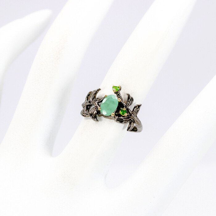 Not Enhanced Emerald chrome diopside Silver ring 925 Sterling /RVS307