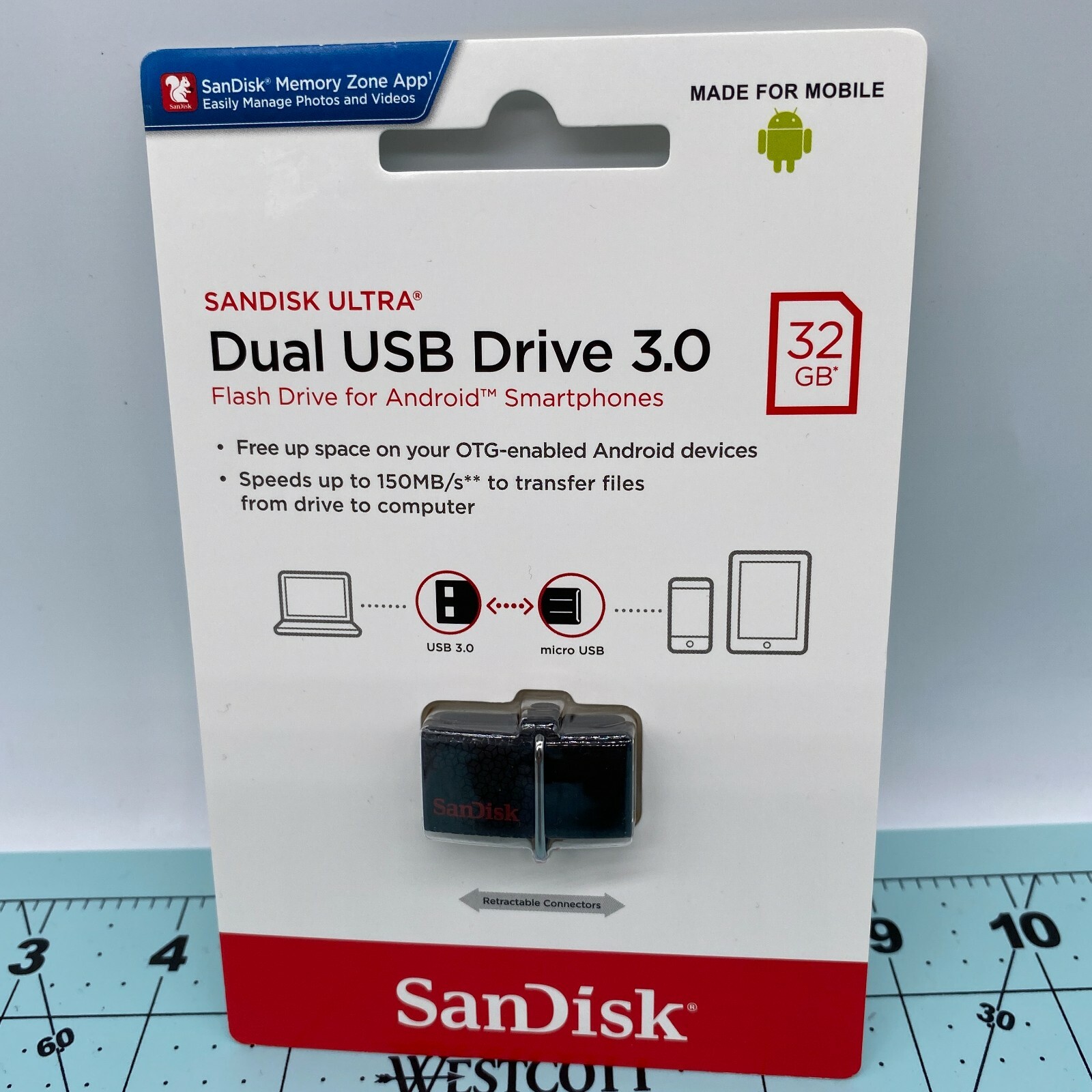 SanDisk Ultra Dual USB Drive 3.0 Flash Drive 32GB - OTG Smartphones NEW