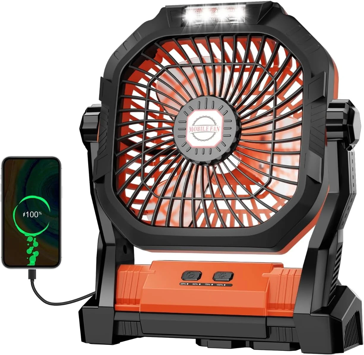Camping Fan Rechargeable, 20000mAh Battery Powered Portable Fan with LED Light,