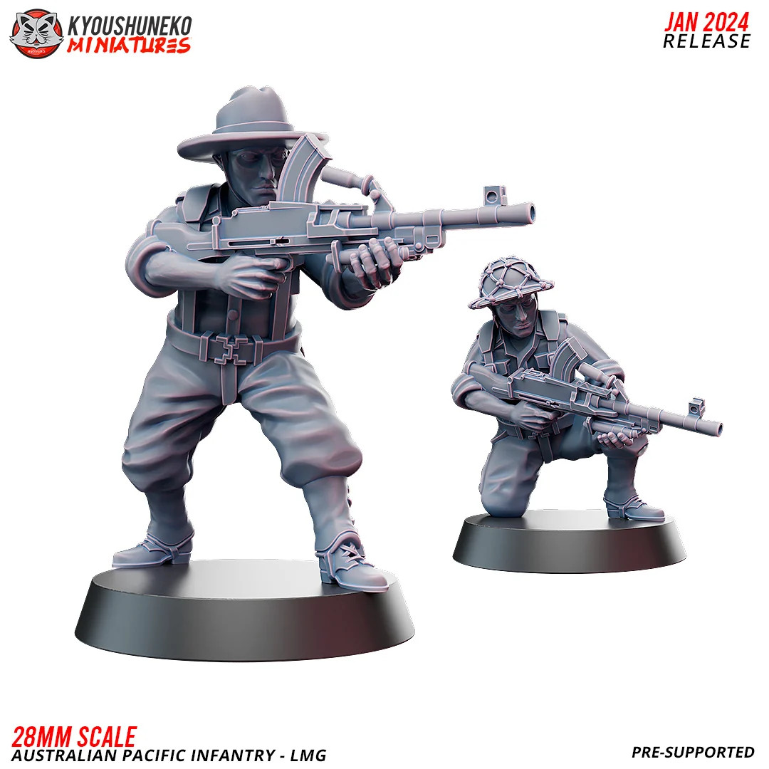 WW2 Australian Pacific LMG Team - 15-54mm WW2 Army - Resin Tabletop Miniature