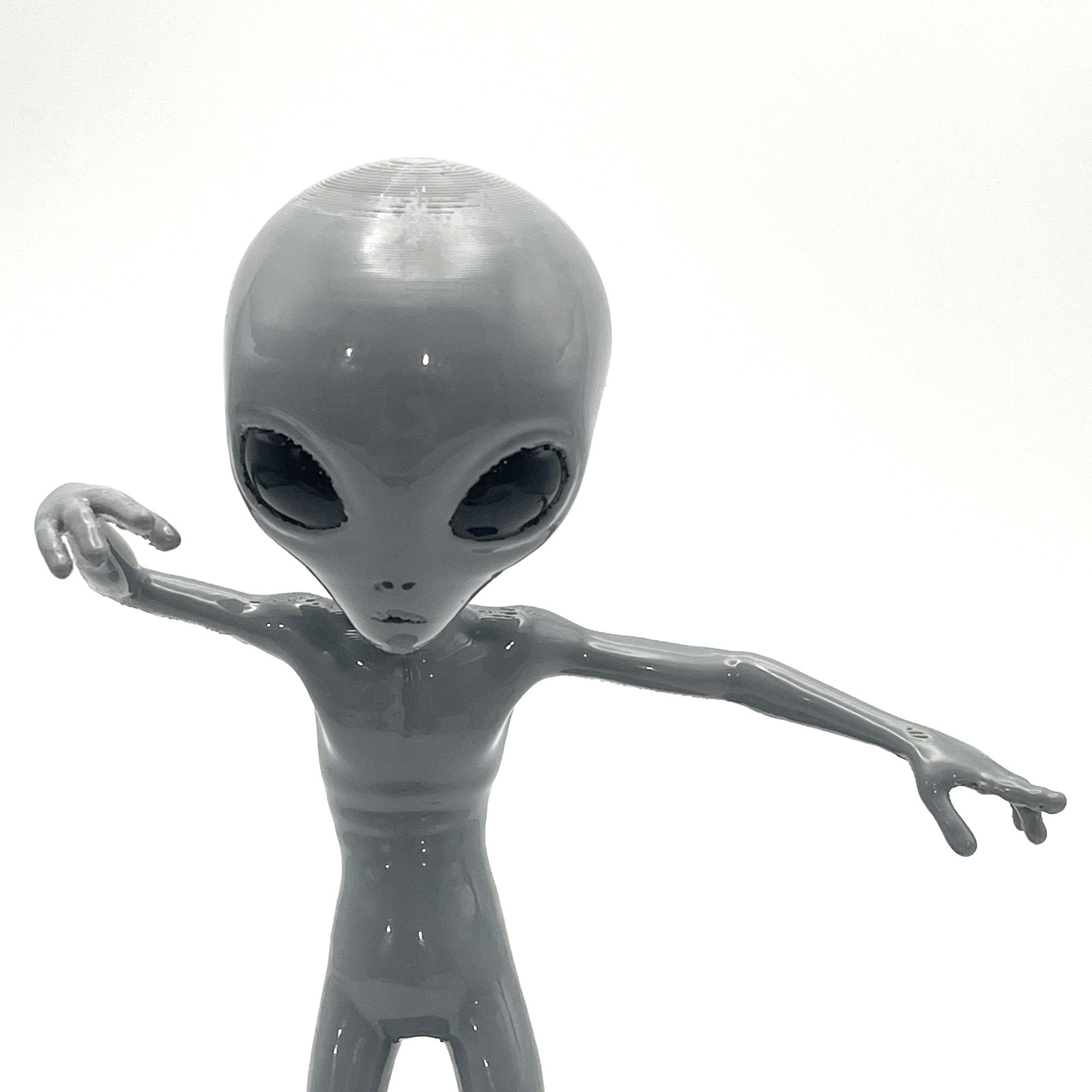 5.75" Grey Alien Figurine – Dance Pose on Black Base – 3D Printed – Vapor Smooth