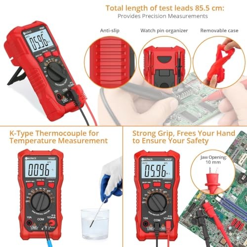 6000 Counts True RMS Digital Multimeter,Auto Range 6000Counts(AC/DC 600V) Red
