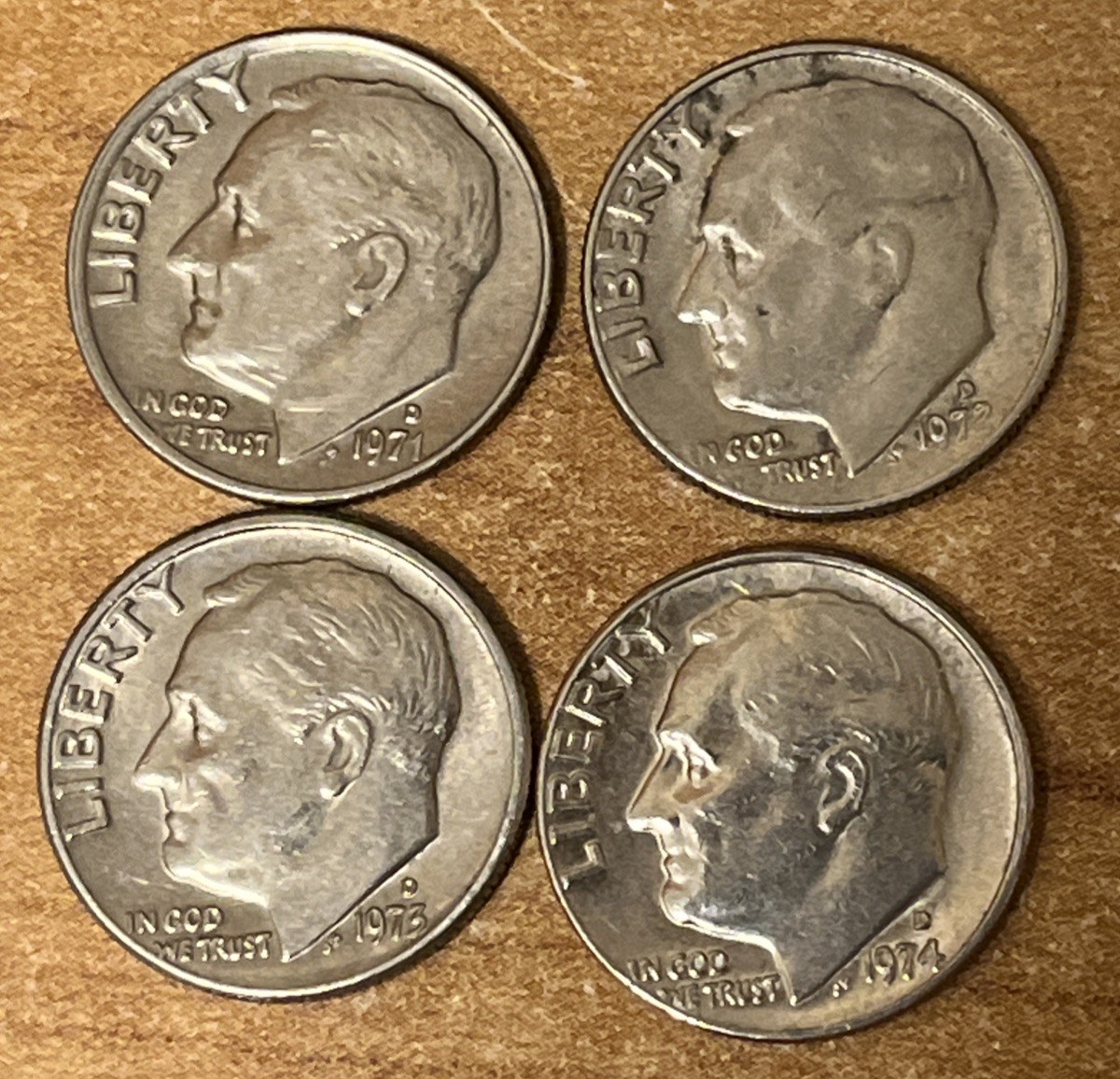1971-D 1972-D 1973-D 1974-D Roosevelt Dimes