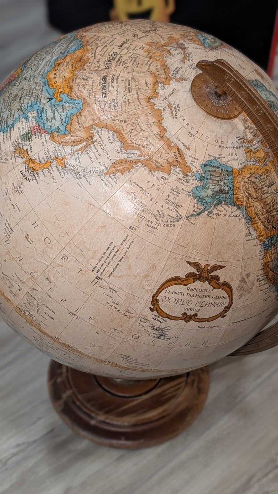 Vintage Replogle 12” World Classic Series Globe Raised Relief Mid-century Map