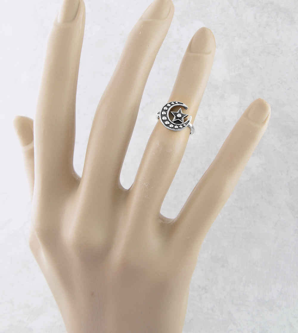 Crescent Moon & Star Toe Midi Pinky Above Knuckle Ring Adjustable wh359