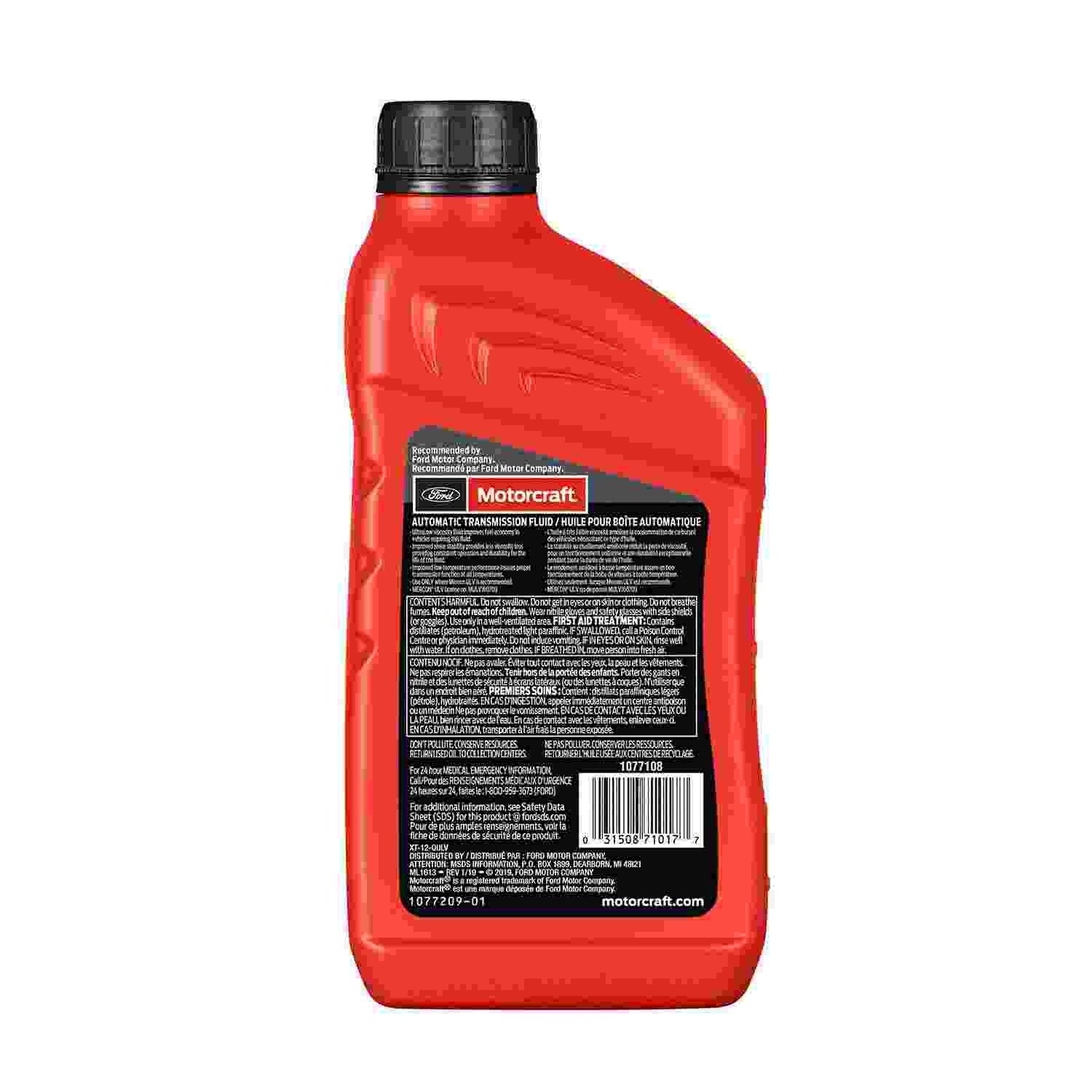 5 Quart's Motorcraft Mercon ULV Automatic Transmission Fluid