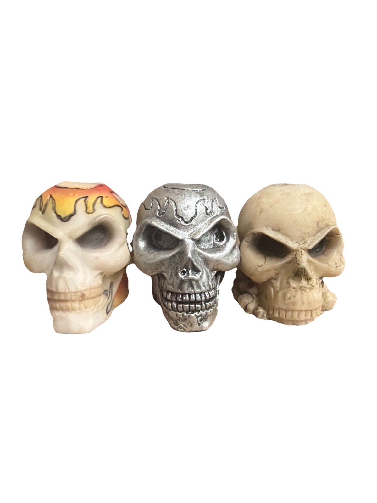 3 vintage Buttheadz cigarette snuffers  Skulls made in 2002 by Adams Apple